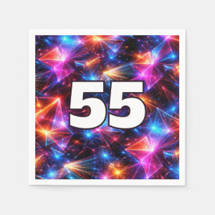 55th Birthday Neon Polygon Abstract Napkin
