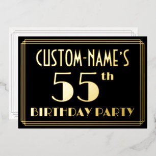 55th Birthday Party: Art Deco Look “55”, w/ Name