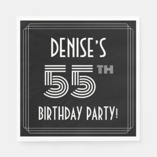 55th Birthday Party: Art Deco Style + Custom Name Napkin