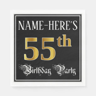 55th Birthday Party — Fancy Script, Faux Gold Lo Napkin