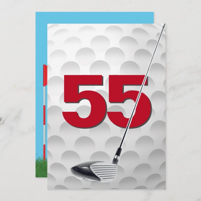 55th Birthday Party Golf Theme Invitation (Front/Back)