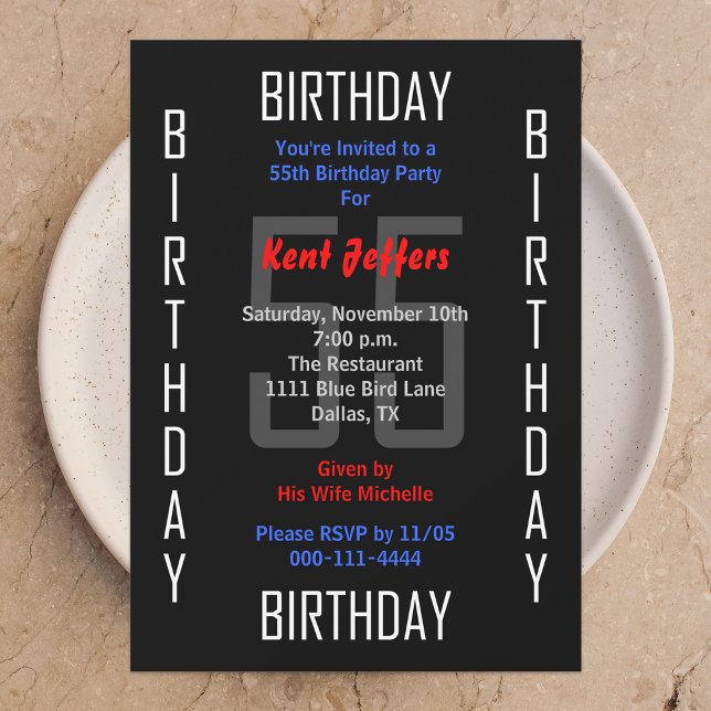 55th Birthday Party Invitation 55 (Creator Uploaded)