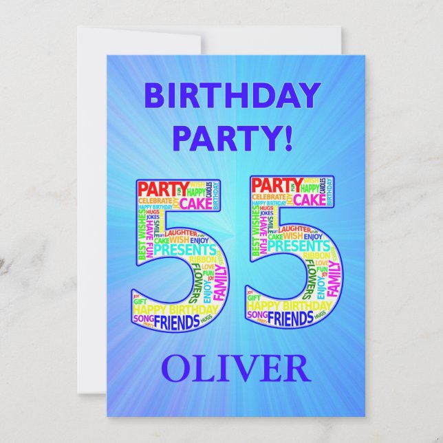 55th Birthday Party Invitation Add a Name (Front)