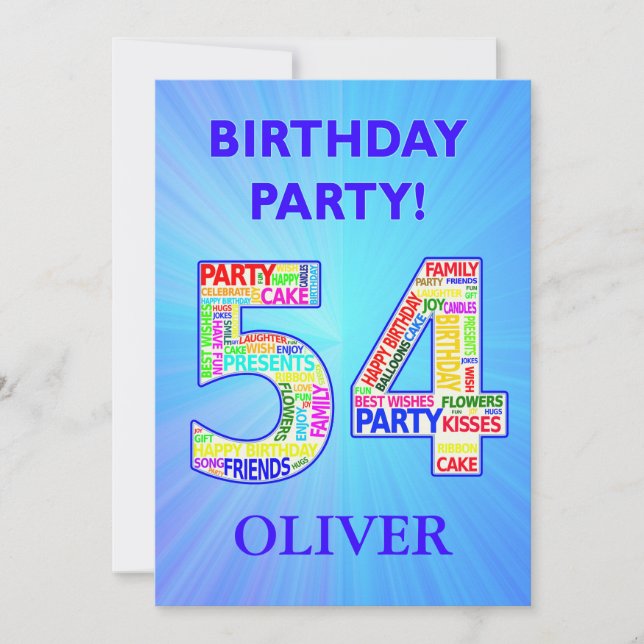 55th Birthday Party Invitation Add a Name (Front)