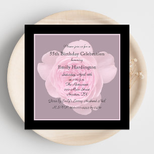 55th Birthday Party Invitation Rose for 55th