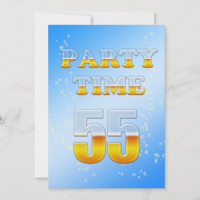 55th birthday party invitation with beer (Front)