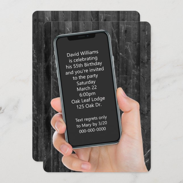 55th Birthday Party Text Message Invitation (Front/Back)