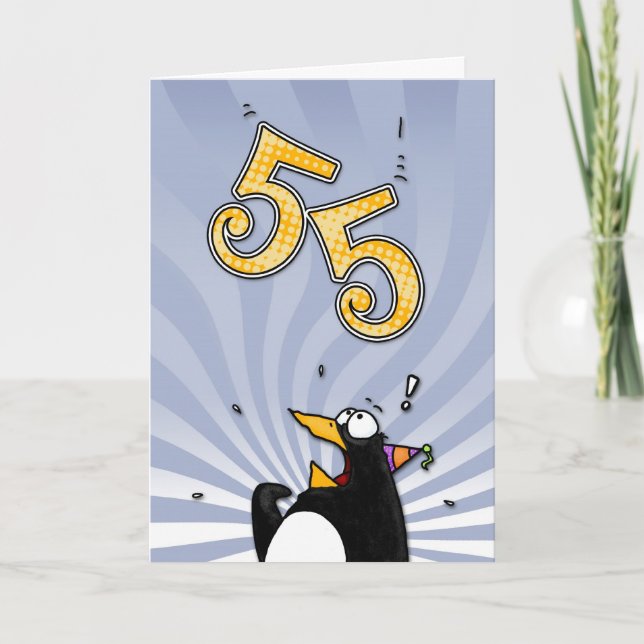 55th Birthday - Penguin Surprise Card (Front)