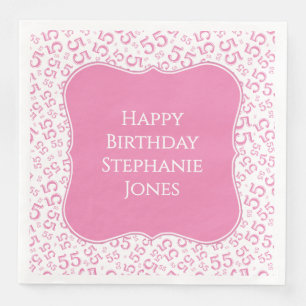 55th Birthday Pink/White Bracket Number Pattern Napkin