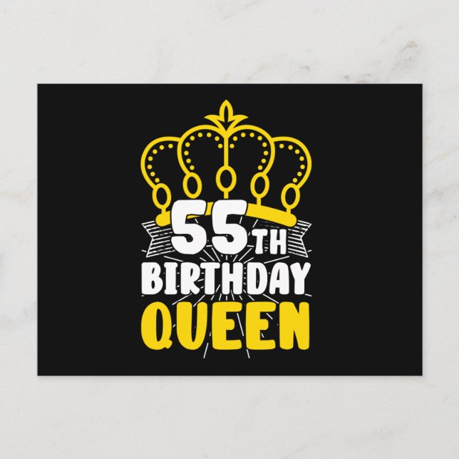 55th Birthday Queen Crown Round Birthday Postcard (Front)