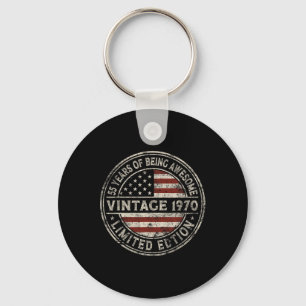 55th Birthday Vintage 1970 Limited Edition America Key Ring