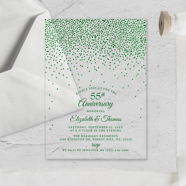 55th Emerald Wedding Anniversary Acrylic Invitations (Creator Uploaded)