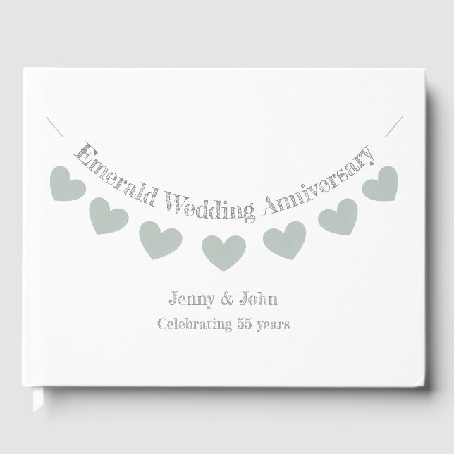 55th Emerald wedding anniversary bunting Guest Book (Front)