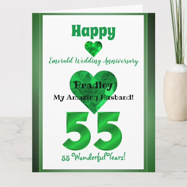55th Emerald Wedding Anniversary Card For Husband (Front)