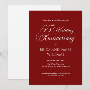 55th Emerald Wedding Anniversary Elegant Script Invitation