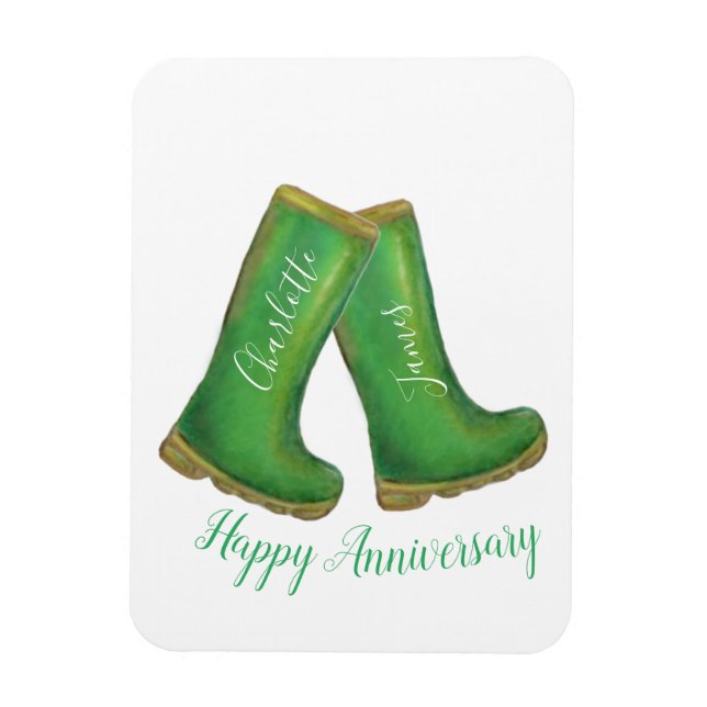 55th emerald wedding anniversary green welly boot magnet (Vertical)