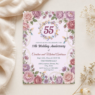 55th Emerald Wedding Anniversary Hummingbirds Invitation