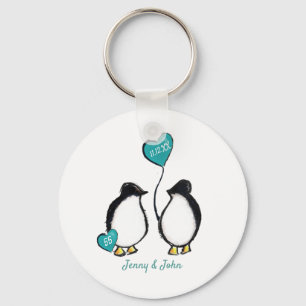 55th emerald wedding anniversary penguin gift key ring