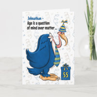 55th Funny Birthday Blue Buzzard with Name