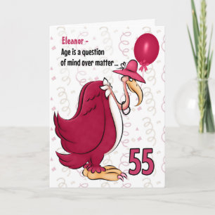 55th Funny Birthday Pink Buzzard with Name Card
