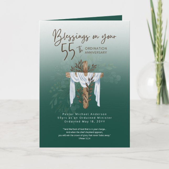 55th ORDINATION ANNIVERSARY Priest Pastor Minister Card (Front)