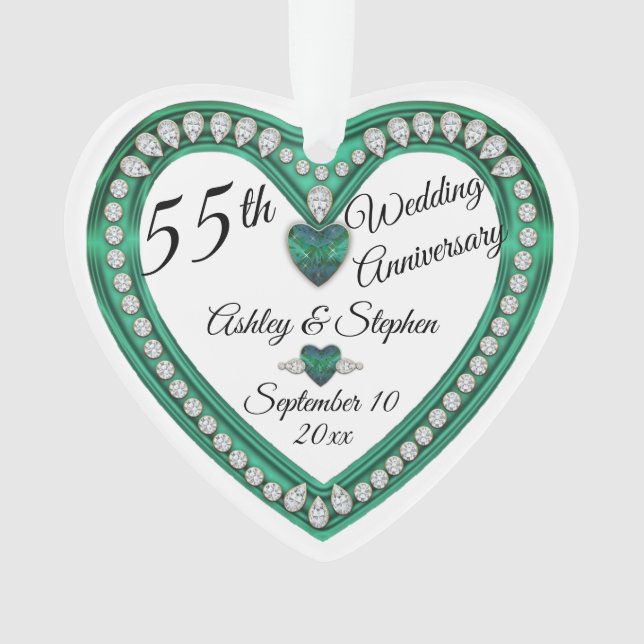 55th Wedding Anniversary Alexandrite Diamond Ornament (Front)