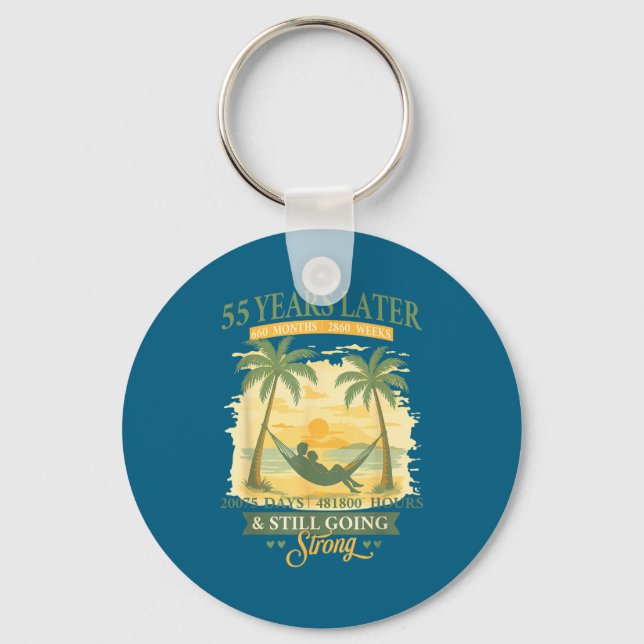 55Th Wedding Anniversary Beach Matching Design Key Ring (Front)