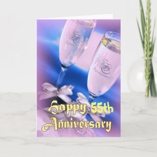 55th wedding anniversary champagne celebration card