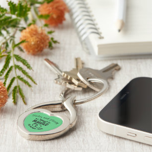 55th Wedding Anniversary Custom Names Emerald Key Ring