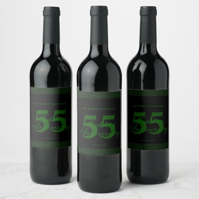 55th Wedding Anniversary Custom Wine Label (Bottles)