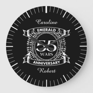 55th wedding anniversary emerald crest large clock