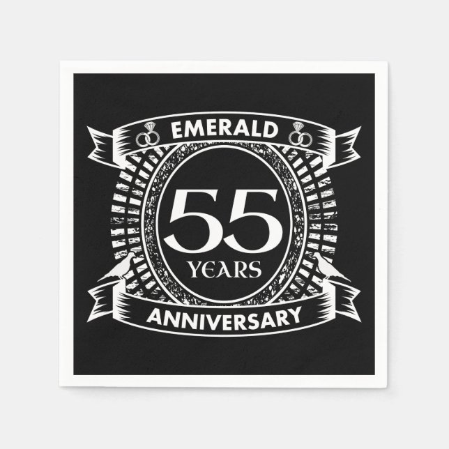 55th wedding anniversary emerald crest napkin (Front)
