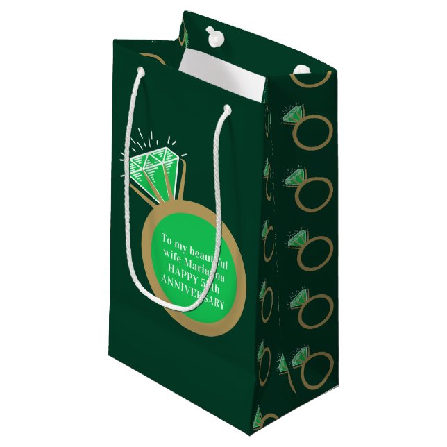 55th wedding Anniversary emerald gold ring Small Gift Bag (Front Angled)