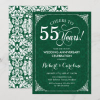 55th Wedding Anniversary Emerald Green Damask
