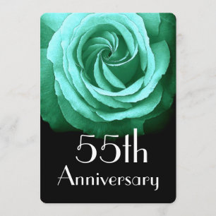 55th Wedding Anniversary Emerald Green Rose A02 Invitation
