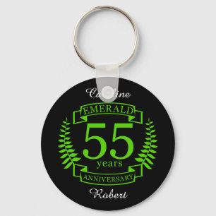 55th Wedding ANNIVERSARY EMERALD Key Ring