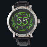 55th Wedding ANNIVERSARY EMERALD Watch<br><div class="desc">A design to celebrate your FIFTY FIFTH year of marriage. EMERALD is the traditional gift for this occasion. The text reads EMERALD 55 year anniversary. A romantic design to celebrate your 55th year of marriage. If you would like any help customising this design please contact me, there is an ask...</div>