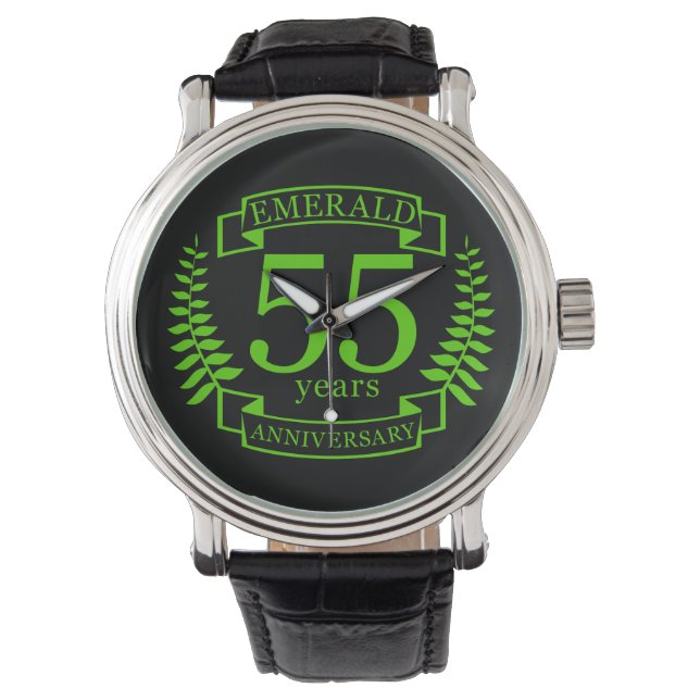 55th Wedding ANNIVERSARY EMERALD Watch (Front)
