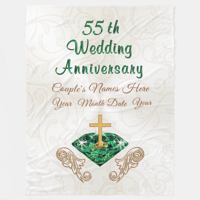 55th Wedding Anniversary Gift Personalised Blanket (Front)