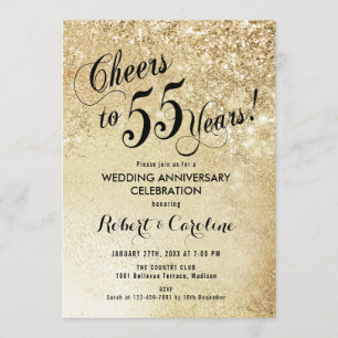 55th Wedding Anniversary Gold Invitation