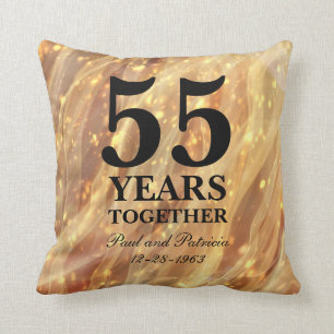 55th Wedding Anniversary Gold Party Lights Cushion