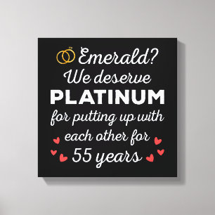 55th Wedding Anniversary I - Emerald Funny Couple Canvas Print