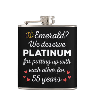 55th Wedding Anniversary I - Emerald Funny Couple Hip Flask