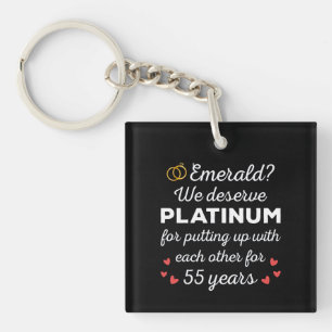 55th Wedding Anniversary I - Emerald Funny Couple Key Ring