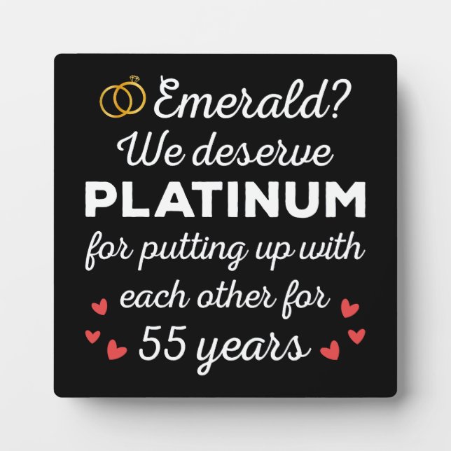 55th Wedding Anniversary I - Emerald Funny Couple Plaque (Front)