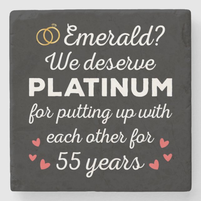 55th Wedding Anniversary I - Emerald Funny Couple Stone Coaster (Front)