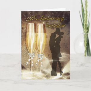 55th Wedding Anniversary Invitation Card - Champag
