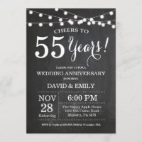 55th Wedding Anniversary Invitation Chalkboard