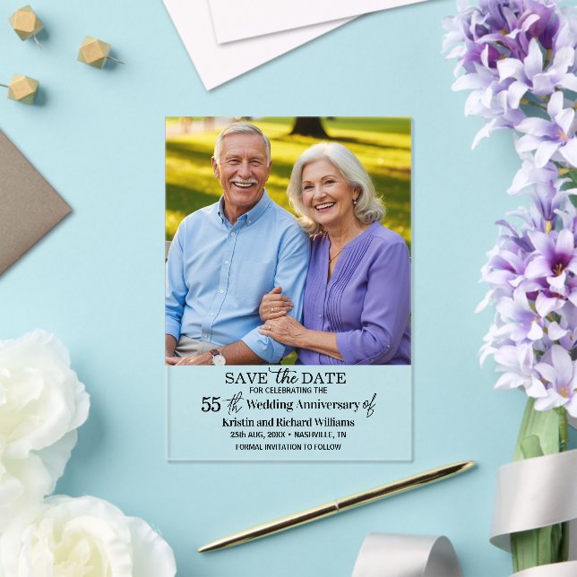 55th Wedding Anniversary Save the Date Photo Acrylic Invitations (Insitu (Wedding))