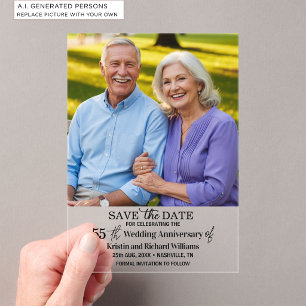 55th Wedding Anniversary Save the Date Photo Acrylic Invitations